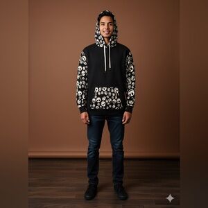 Native Sun Black and Cream Hoodie- nightmare before Christmas